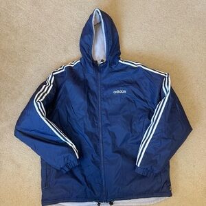 Vintage Adidas Blue / Grey Reversible Full Zip Hoodie Jacket Size XXL